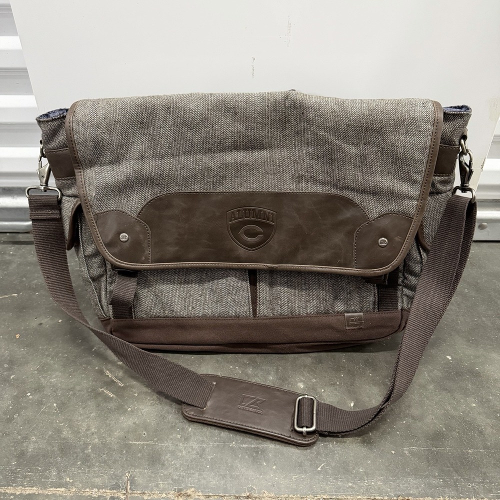 Cutter & Buck Messenger Bag Alumni Logo Brown Herringbone 20x13 w/ Strap